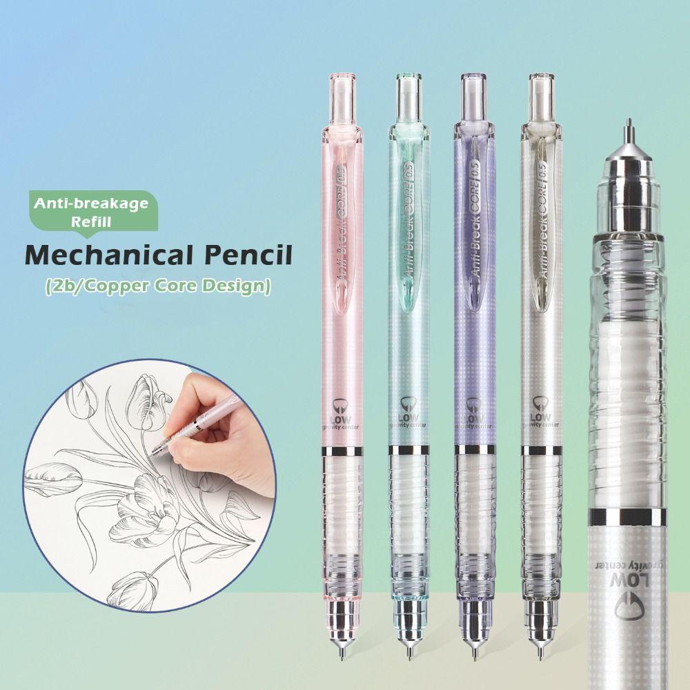 Simple Low Gravity Mechanical Pencil 0.5mm Metal Tip Smooth Writing Propelling Pencil 2B Pencil Students
