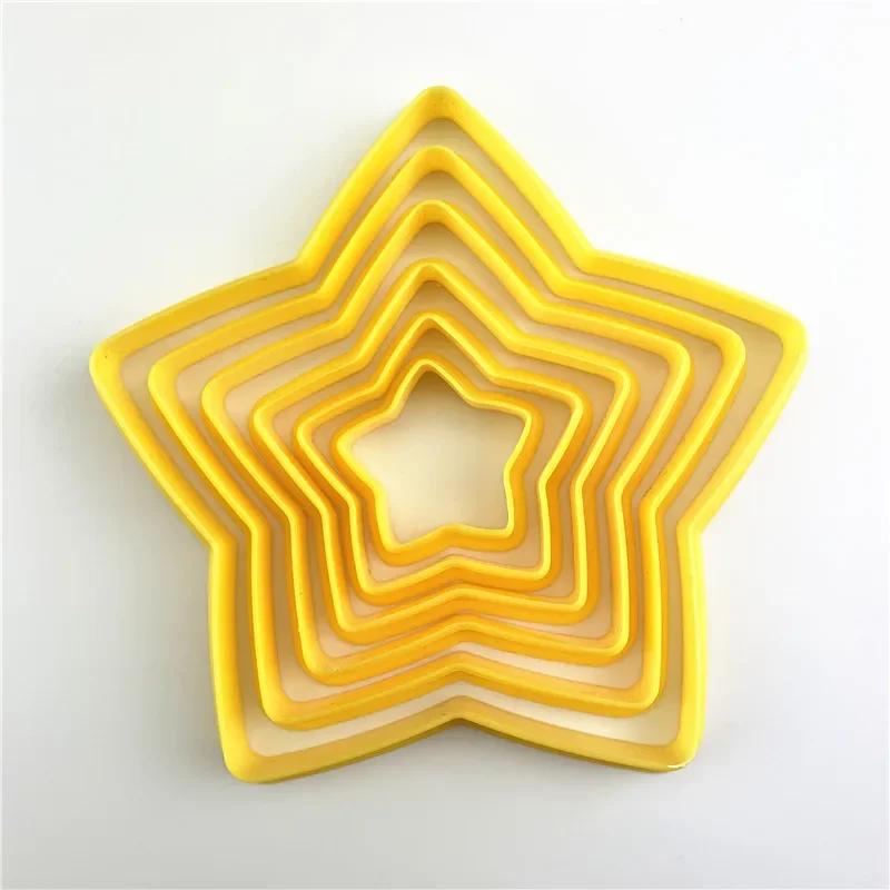 6Pcs/Set 3D DIY Pentagram Christmas Tree Cookies Cake Cutter Mold Set Baking Tool for Christmas Day Cookie Cutter Set