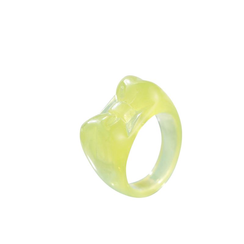 Кольцо Творческая Личность Бантом Дизайн Желе Цвет Смола Совместное Кольцо Ювелирные Изделия жёлтый