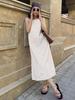 2023 Apricot Sleeveless Off-Shoulder Pullover Sling Dress - European & American Summer Fashion