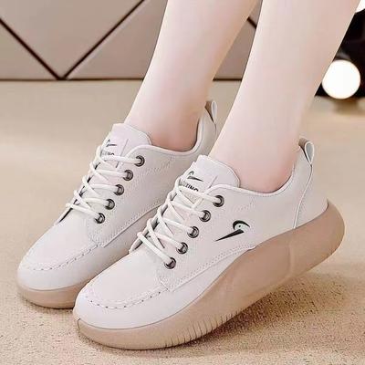 Women's Retro Training Running Shoes with Casual Leather Top All-match Platform Sneakers