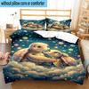 Underwater Two Sea Turtles 3pcs Bedding,Including 1pc Duvet Cover And 2pcs Pillowcases Perfect for Christmas,Ideal for Bedroom, Dormitory