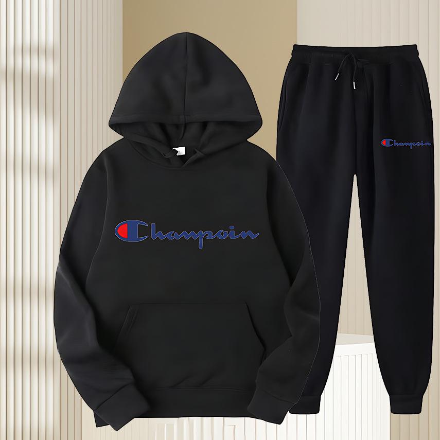 Set Pullover con Cappuccio in Pile Tinta Unita - Tendenza Felpa Casual da Uomo