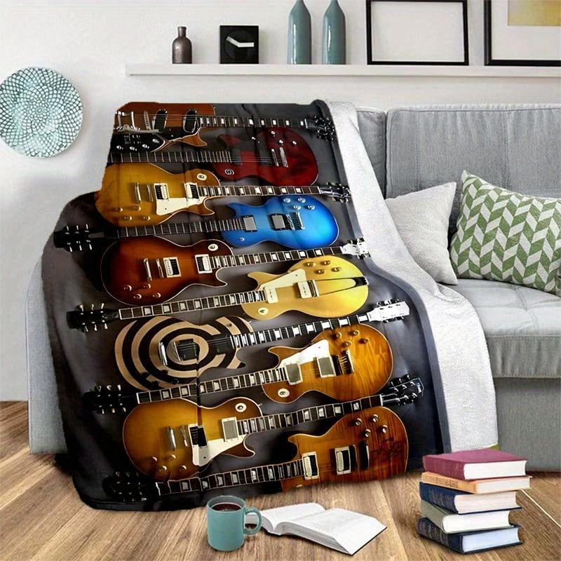 Multiple Guitars Blanket Soft Warm Throw Blanket Nap Blanket For Couch Sofa Office Bed Camping Travel Multipurpose Gift Blanket For All Season