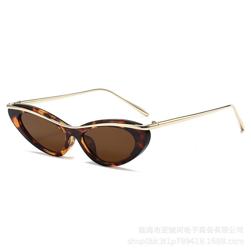 European and American new personalized small frame cat eye metal eyebrow *** glasses women's retro high-end fashion sunglasses