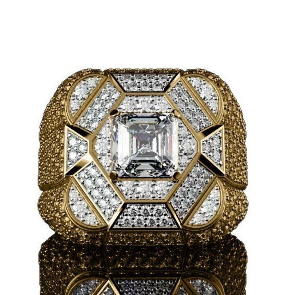 Luxury European and American Men's Rings Trendy Jewelry, Hip-hop Rings Square Diamond-set Alloy Rings