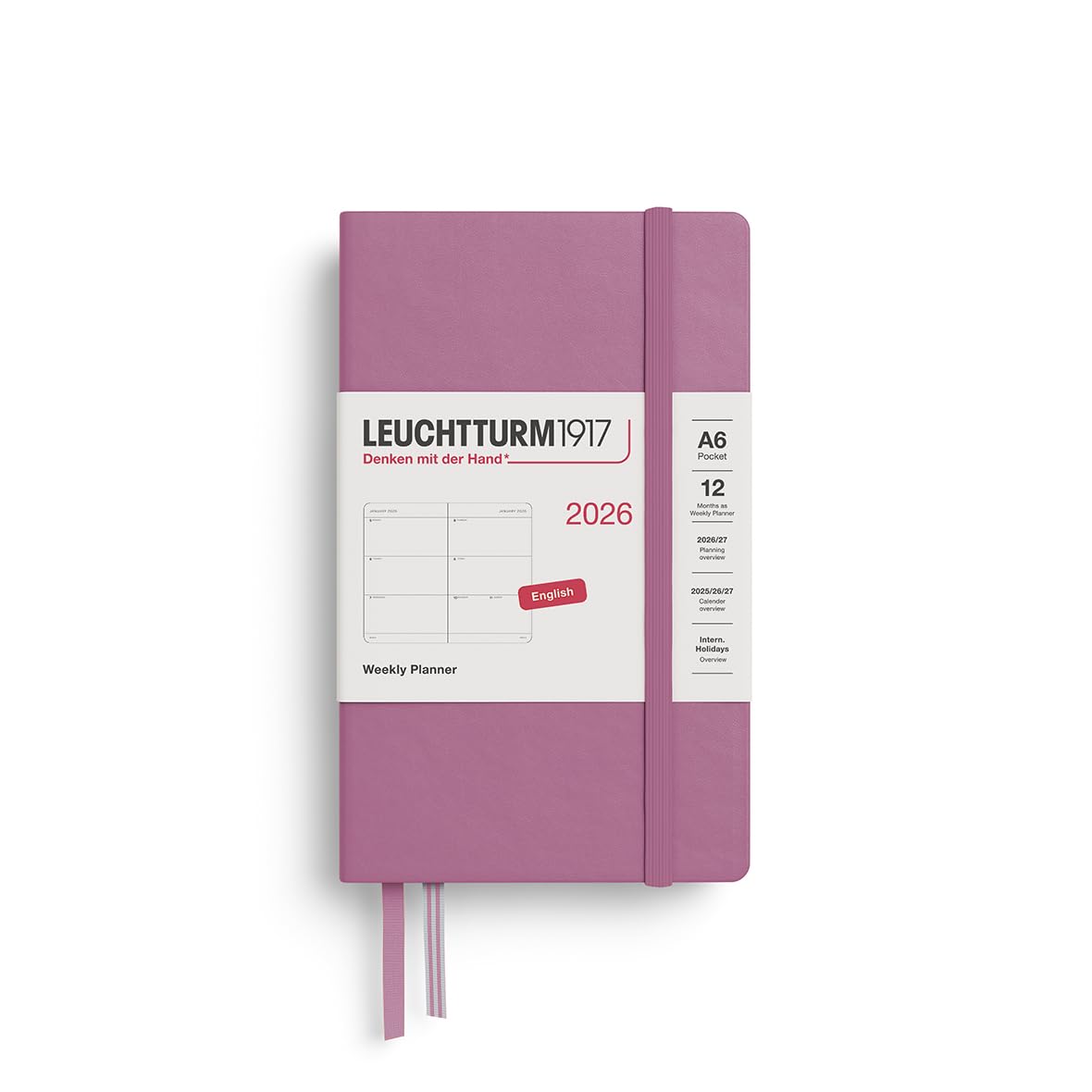 

Leuchtturm 2026 Январь Dusty Официально импортированный планер, Старт, A6, Недельный, Горизонтальный, Розовый, 372723,