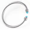 Women's Stainless Steel Wire Bracelet with Black/White Beads, Turquoise Crystals, and Pearl Accents