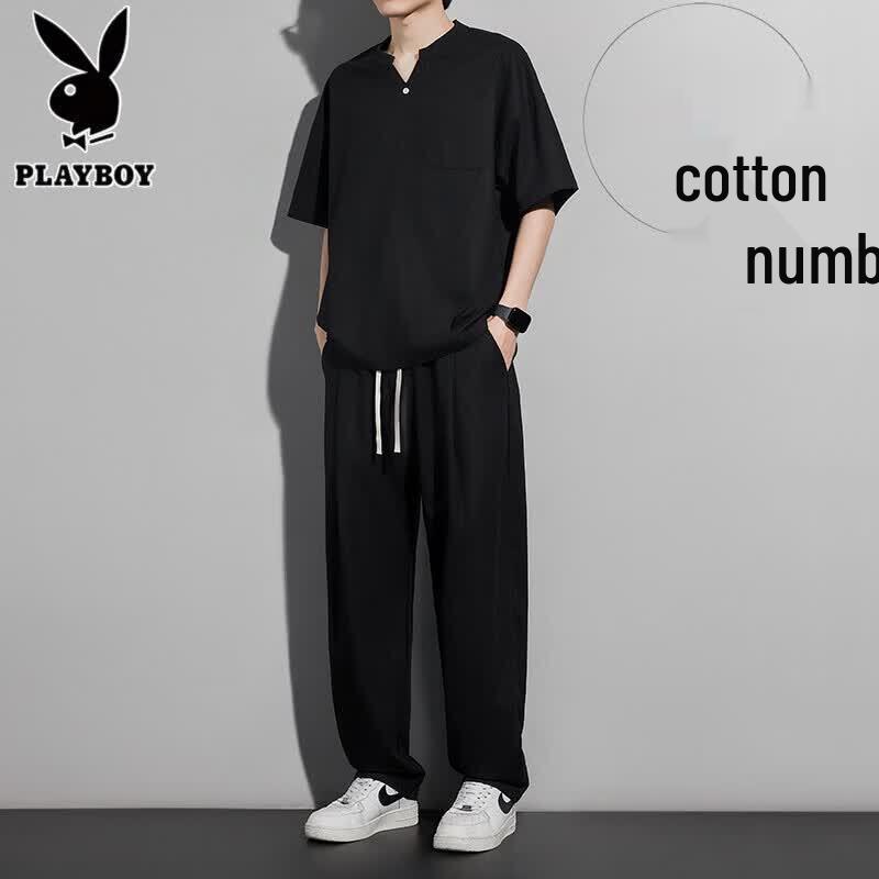 PLAYBOY Мужской летний спортивный комплект из льняной смеси, быстросохнущий 3XL