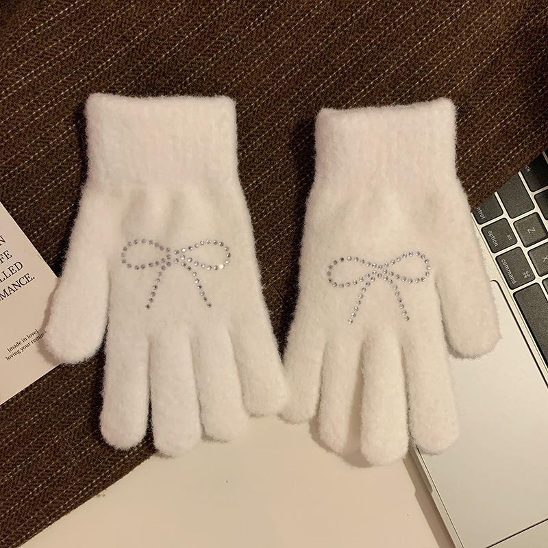 Cute Plush Gloves for Women In Autumn and Winter Thickened Warmth for Students Outdoor Cycling Trend