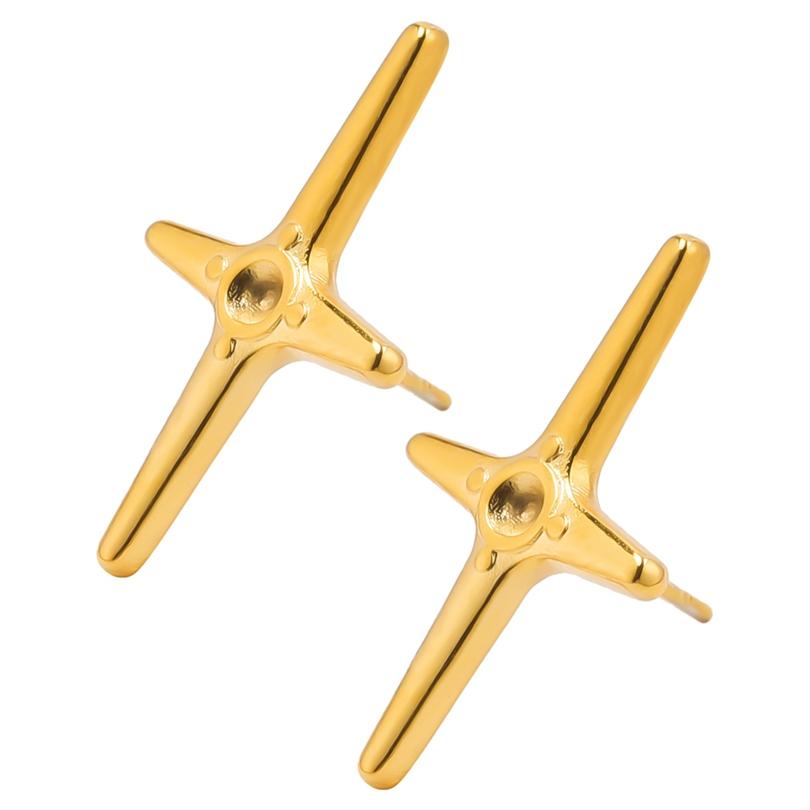 Never Fade Gold Color Earrings With Earplug Round Heart Shell Fashion Jewelry Stainless Steel Earrings For Women Men Accessories
