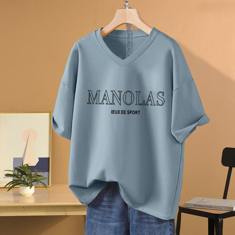 

Женская хлопковая футболка размера L-5XL, футболка больших размеров с коротким рукавом, женский топ с героями мультфильмов, летняя футболка для милой пары, большие футболки с v-образным вырезом 5XL