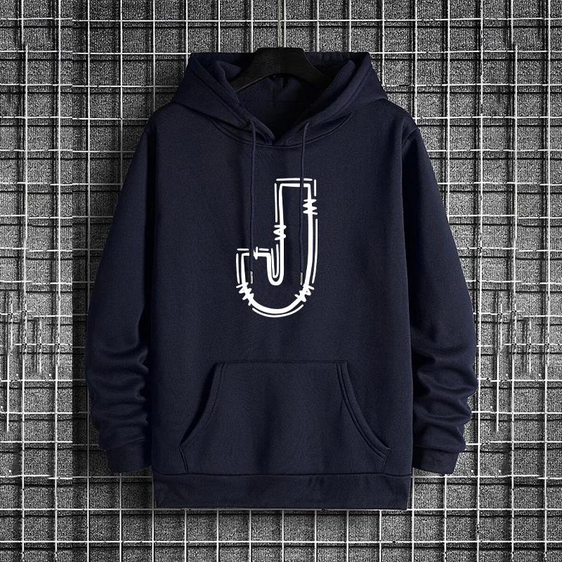 

Male Outdoor Comfort Warm Pullover J Letter Printed Mens Hooded Sweatshirts Autumn Winter Casual Sportswear Jogging Hoodies S