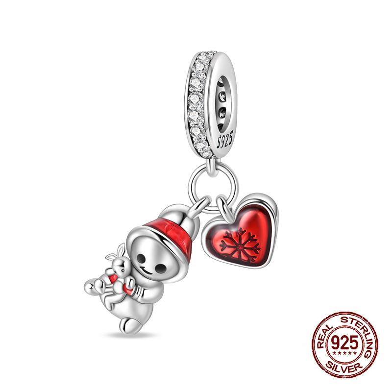 Winter Charms Copper Elk Bear Santa Claus Charms Beads Fit Original Bracelets For Women Diy Festival Jewelry Gifts