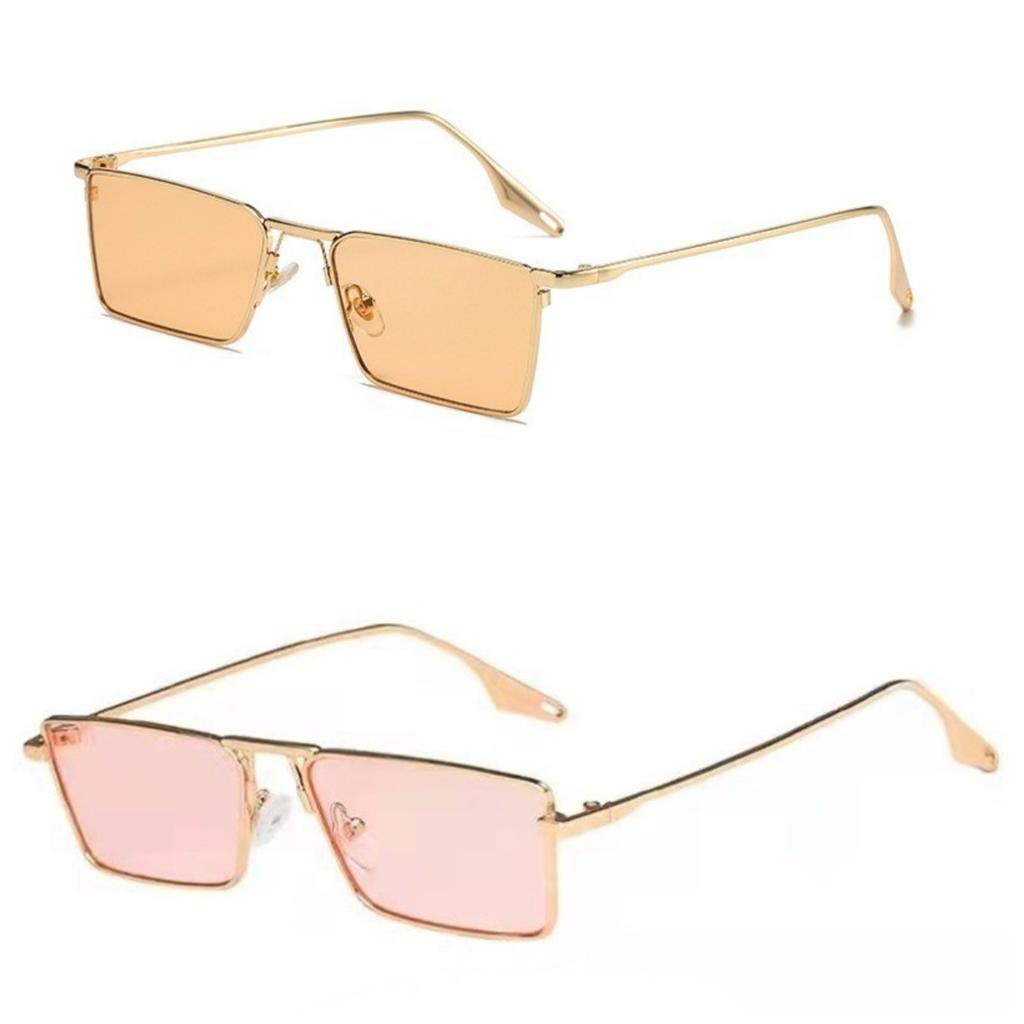2pcs Women Fashion Metal Frame square outdoors Eyewear Shades Sunglasses For Women Men Glasses