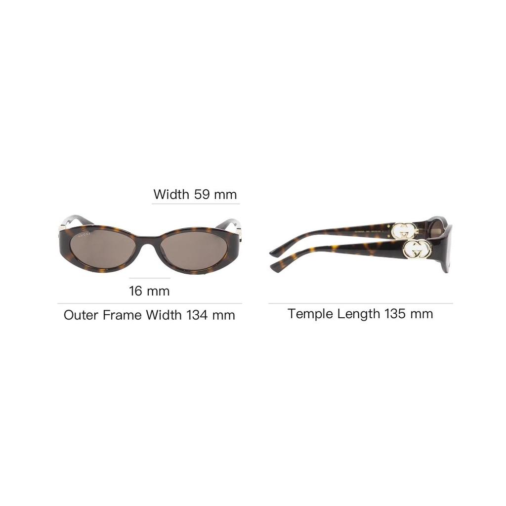 Gucci Logo Detail Oval Sunglasses Men Sunglasses Tortoiseshell GG1662SA002