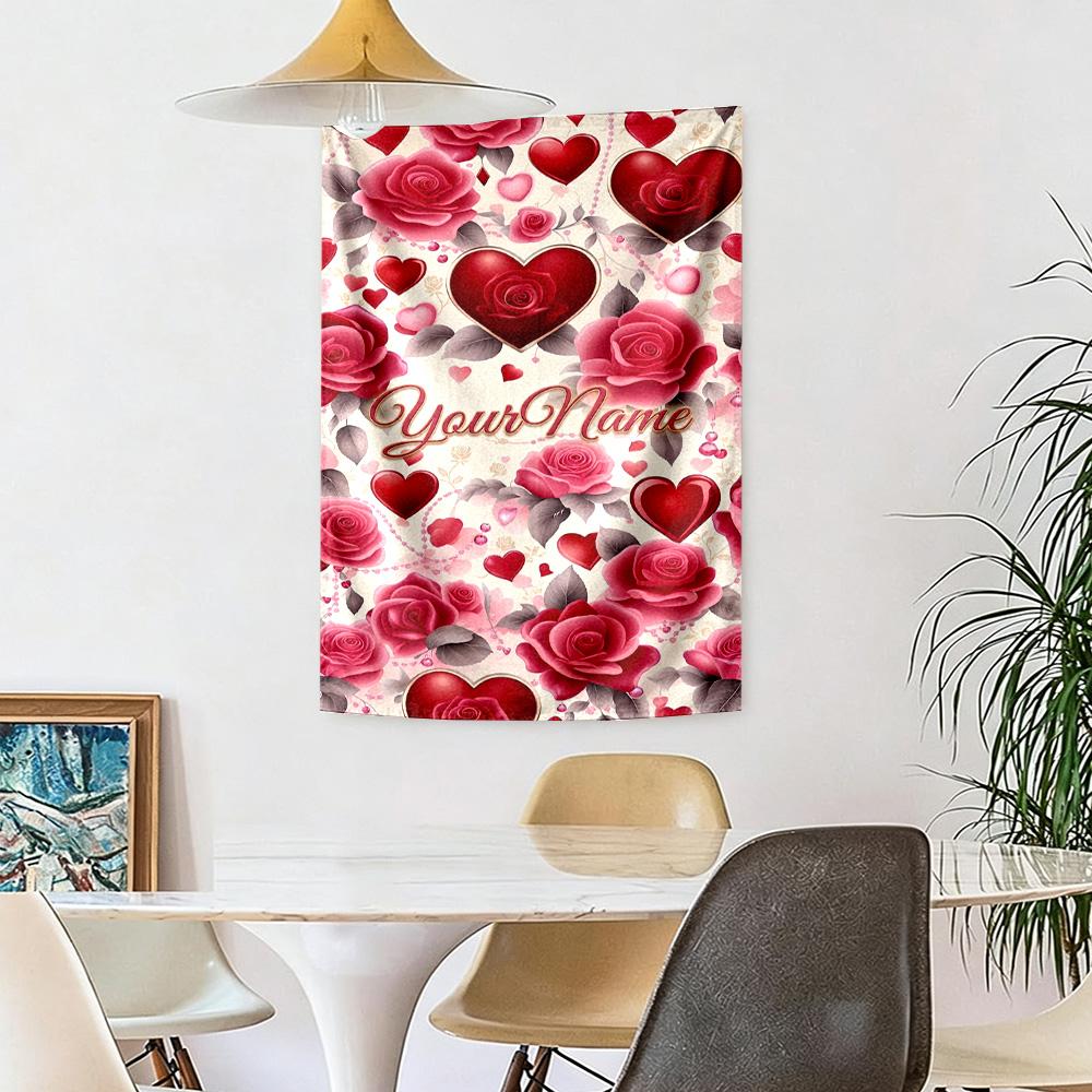 Rose Custom Your Name Wall Decor Tapestry Art For Pet Memorial Birthdaywedding Party Backdrop Family Gift