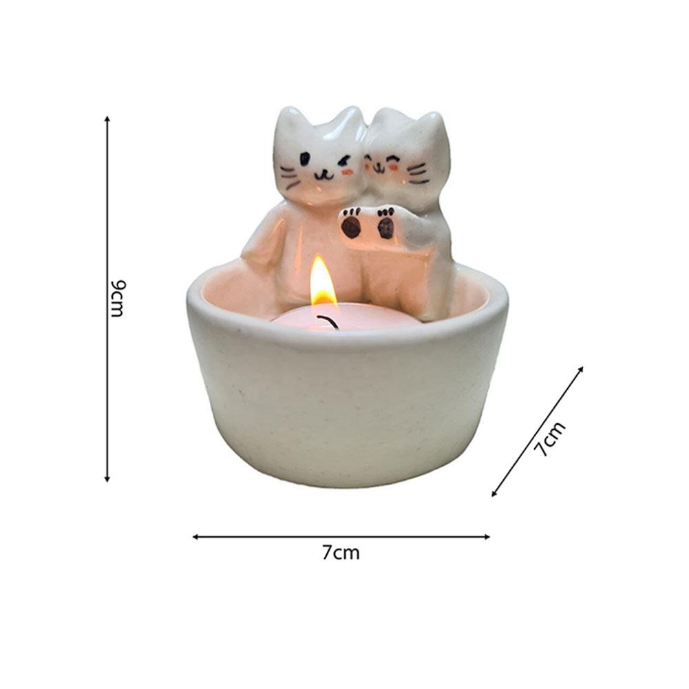 Cute Kitten Candle Holder Warming Paws Cartoon Candle Holder Funny Creative Lovely Scented Heat Resistant Crafts Home Decoration
