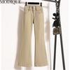 MODIQUE Autumn Plus Size New Women Basics Elastiske Bell-Bottoms Dame Høy midje Full Lengde Flare Bukser Dame Uformelle lange denim jeans