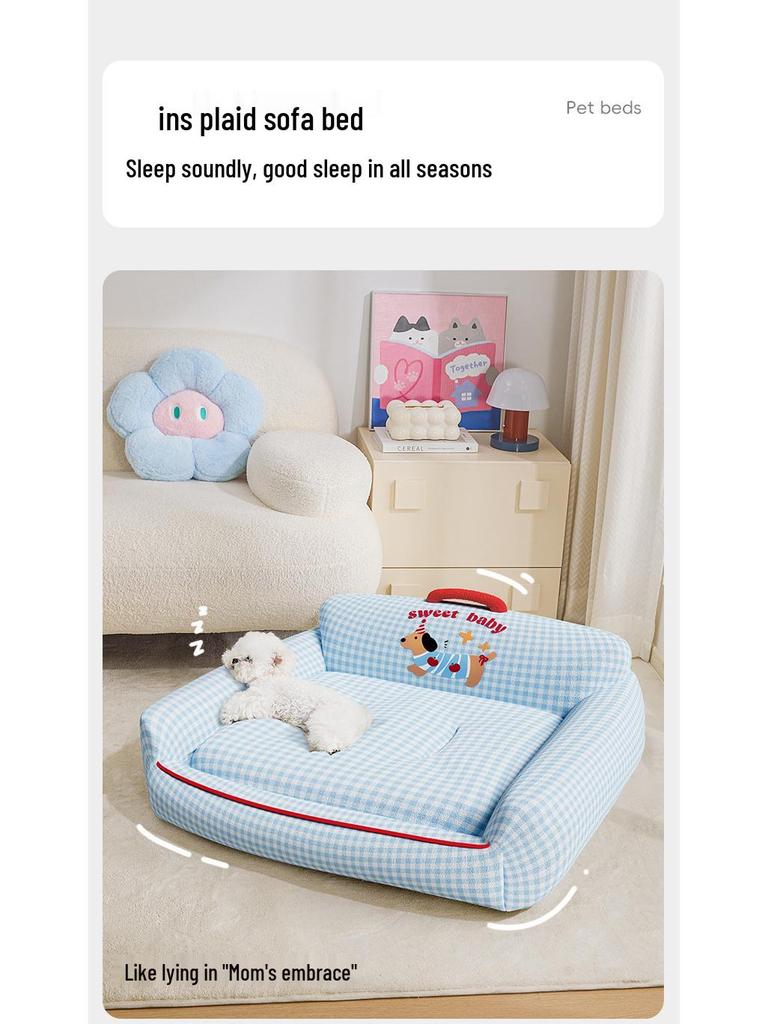 All-Season Washable Dog Bed & Cat Mat - Bichon Sofa Style