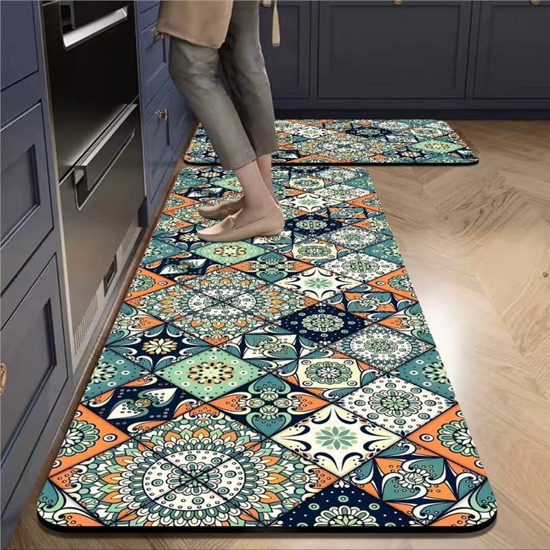 Kitchen Floor Mat Non-Slip, Oil-Proof, Waterproof, Wipe-In, Household Dirt-Resistant Door Mat, Long Carpet Mat