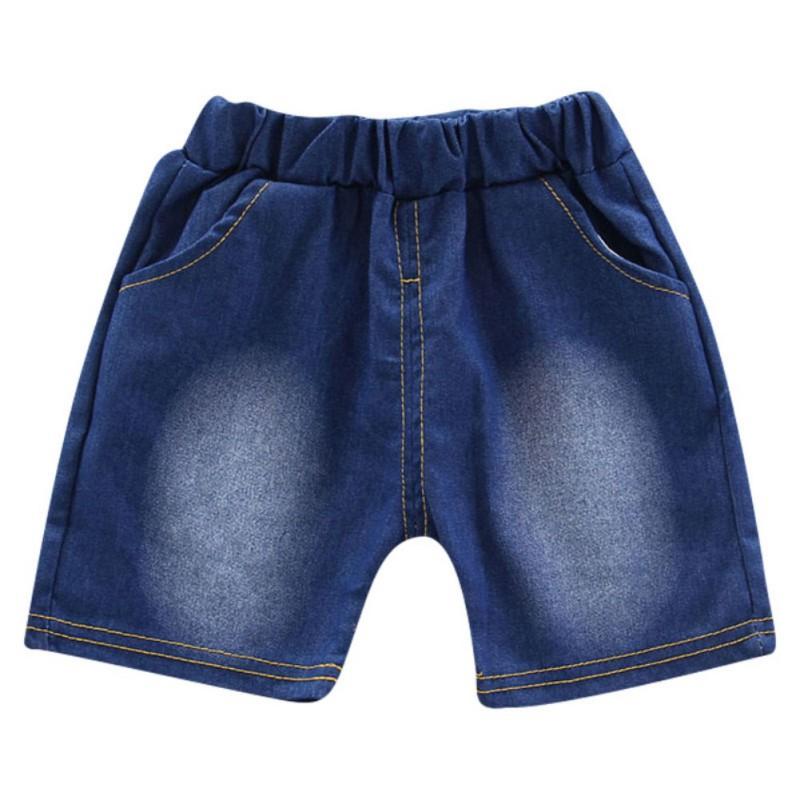 Baby gutter kortermet krone patchwork mønster T-skjorte bluse+denim shorts