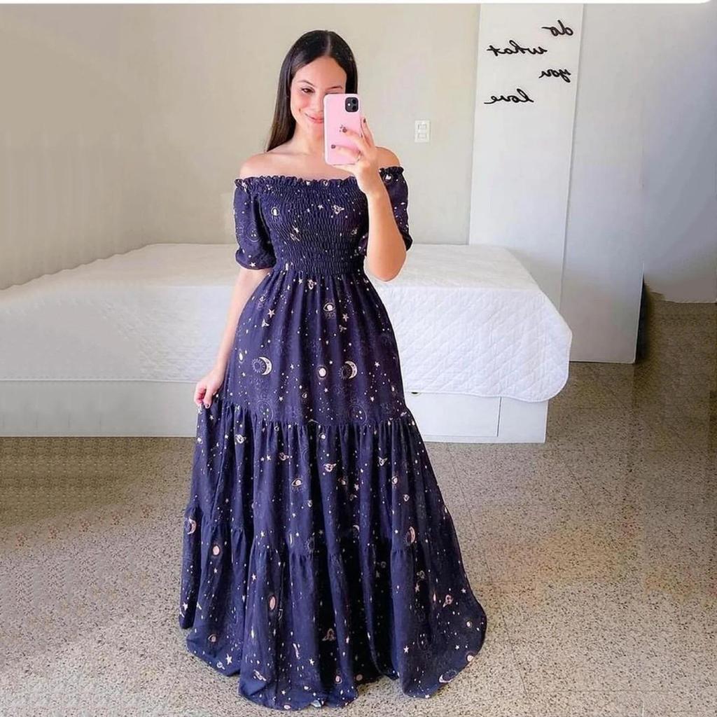 One Shoulder Printed Dress Elegant Sleeveless High Waist Dresses Causal Women Off Shoulder Dress