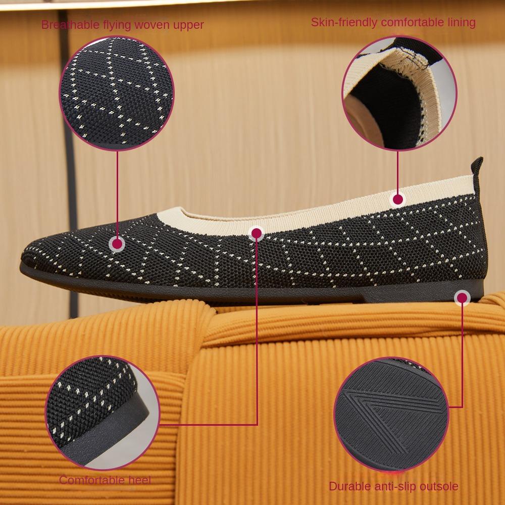 Modische Schuhe Damen 2024 Sommer Neu Modisches Stoffobermaterial Farbblock One Step Mehrfarbig Leichte Öffnung Schuhe Flacher Boden