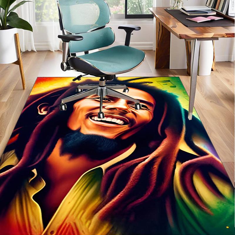 Bob music Vibrant Art Office Rug Chair Mat, Game Carpet, Suitable for Front Door, Bedroom, Living Room, Desk, Holiday Gift