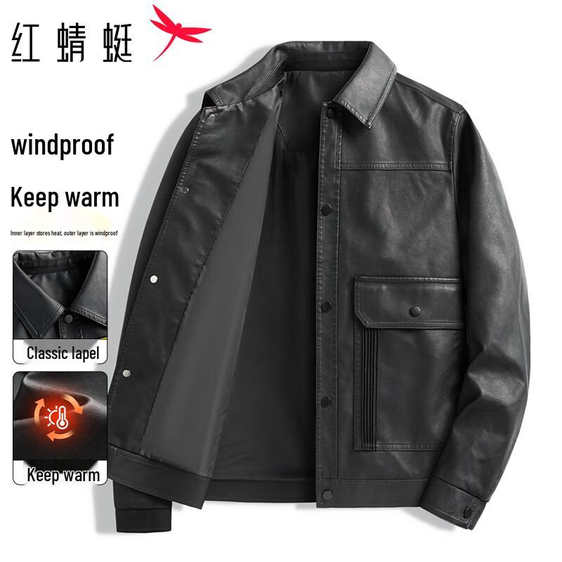 Red Dragonfly Men's Retro Cotton-Blend Leather Jacket