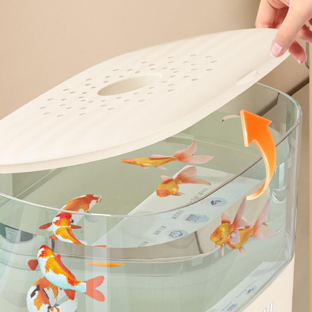 2 i 1 Tissuebox med Akvarium Skrivbordsorganisatör Transparent Plastförvaring för Vardagsrum Kontor och Skrivbord