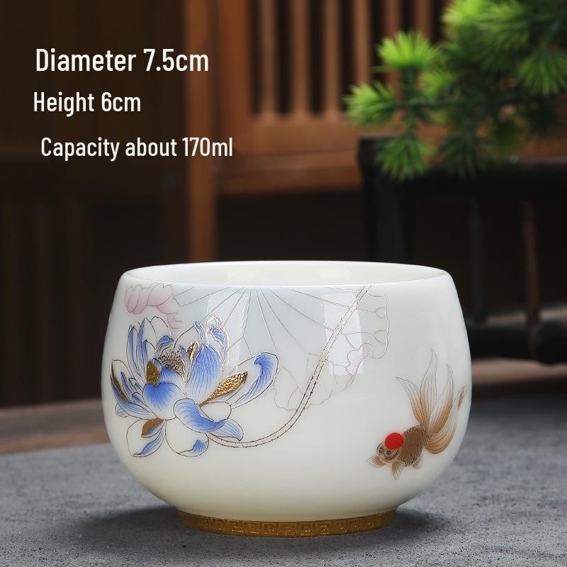 Sheep Fat Jade Porcelain Teacup: Chinese Ceramic Master Cup for Tea Tasting