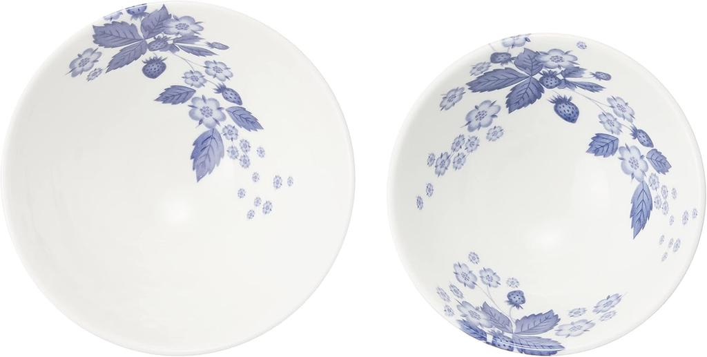 Wedgwood Official Gift Wrapping: Strawberry Bloom Indigo Couple's Rice Bowls (Rice Bowls) Tableware, Christmas Gift, Wedding Gift, Housewarming Gift,