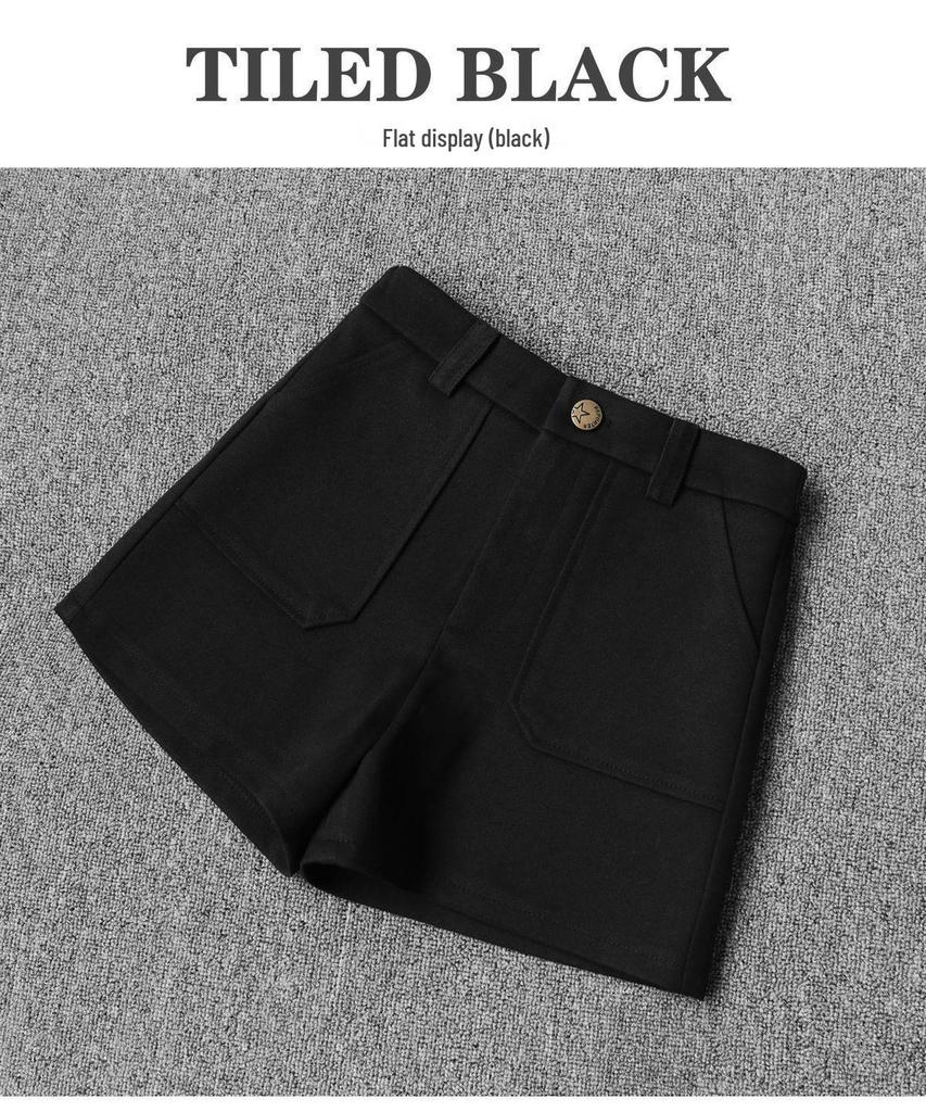 Women's High Waist A-line Wool Shorts, 2025 Autumn/Winter - Slimming, Wide-leg, Versatile Elastic Waist