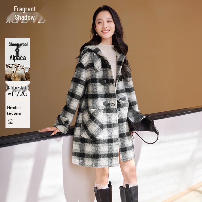 Women s Double-Faced Wool Hooded Toggle Coat M