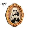 3D Refrigerator Magnet 1/6Pcs Halloween Retro Frame Magnet, Wooden Fridge Holiday Party Supplies Decoration, Memo Note Holder for Kitchen Decorations