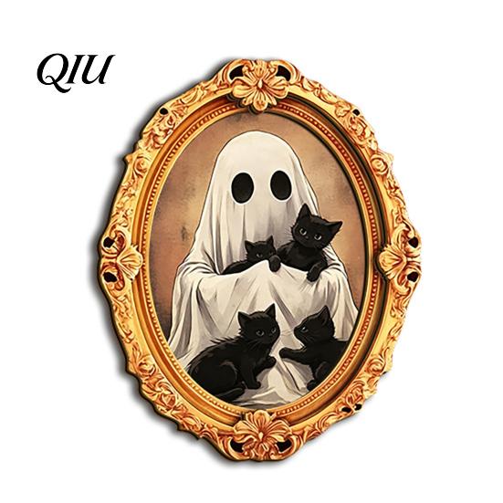 3D Refrigerator Magnet 1/6Pcs Halloween Retro Frame Magnet, Wooden Fridge Holiday Party Supplies Decoration, Memo Note Holder for Kitchen Decorations