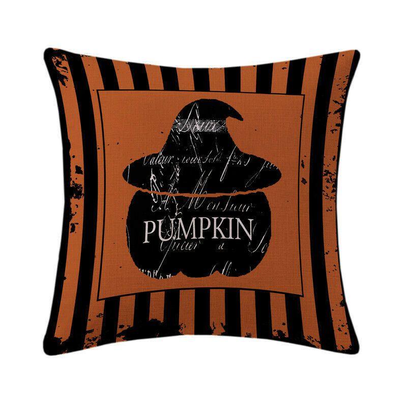 Cotton Linen Halloween Sofa Decor Cushion Cover With Stylish Pumpkin Design