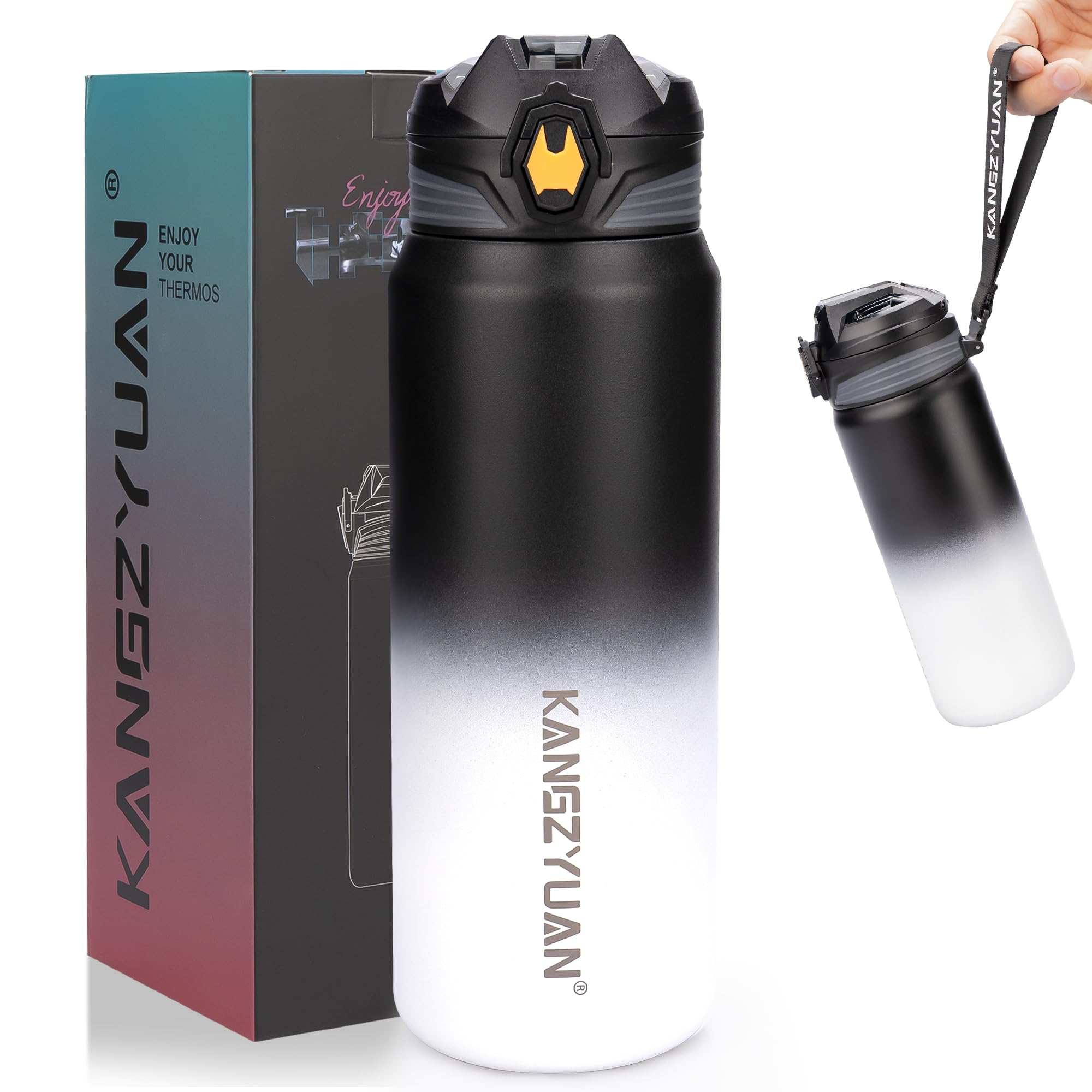 

KZYBODY Vacuum Insulated Sports Water Bottle, 700ml, Thermos, Mug, Keeps Cold or Hot, Made of 316 Stainless Steel, Lightweight, Direct Drinking, Wide