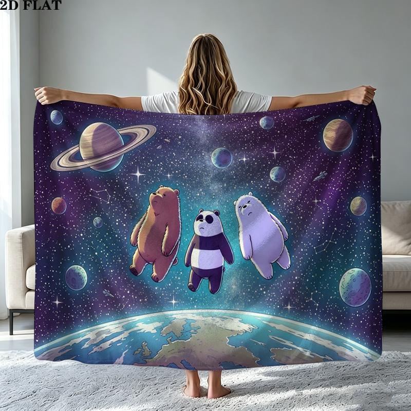 We Bare Bears Print Flannel Blanket High Quality Warm Comfortable Cover for All Seasons Perfect for Gifts Home Decor