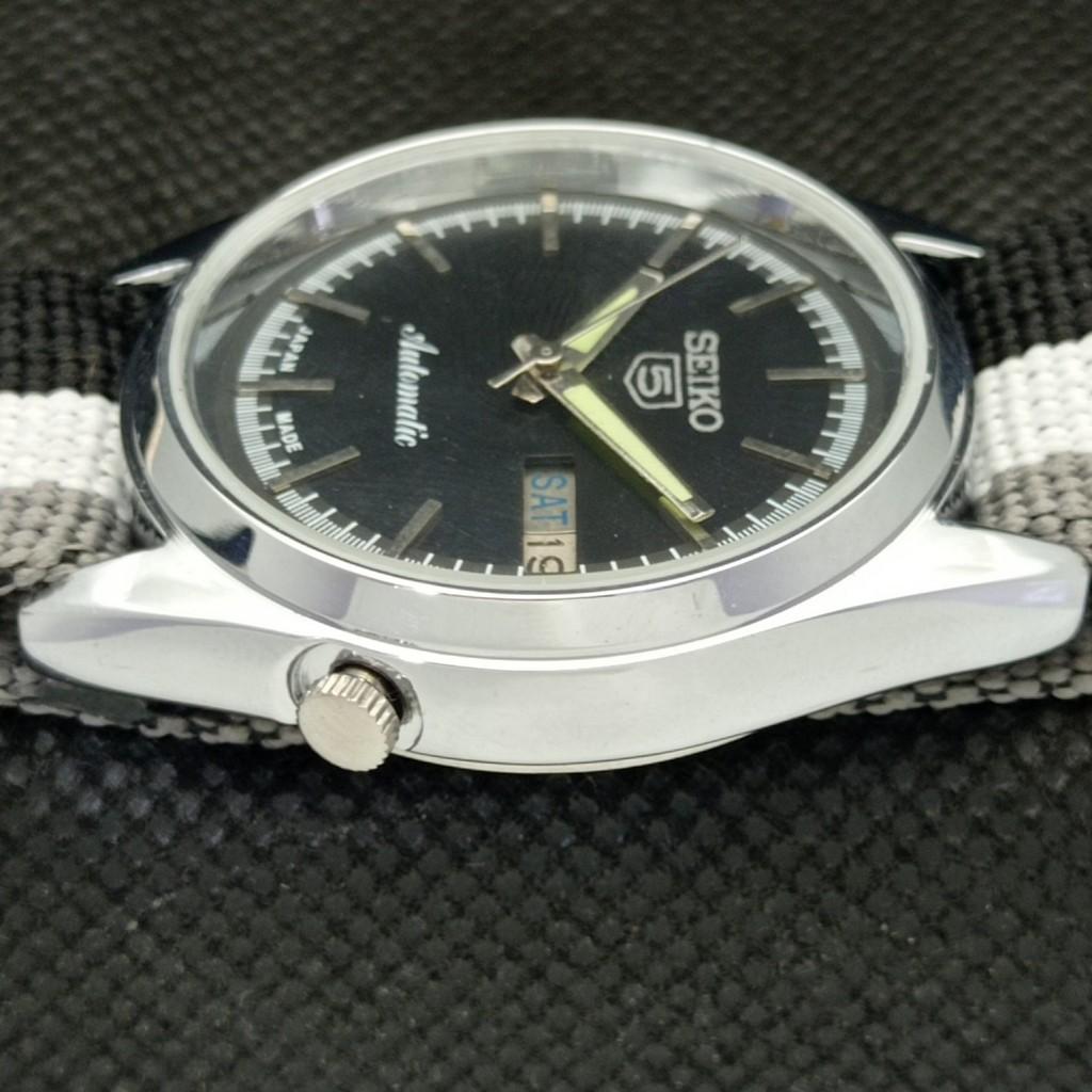 RECONDITIONAT VINTAGE SEIKO 5 AUTO 7009A JAPONIA CEAS BĂRBAȚI D/D NEGRU 593a-a311255-2 SKU593a-a311255