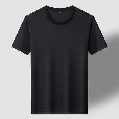 Men's New Summer Casual Cool Round Neck T-shirt 180g Fashionable Versatile Skin-friendly Solid Color Top