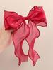 1/2Pcs Mesh Ribbon Bow With Curly Tails Spring Elegant And Gentle Hair Barrette/Clip/Accessory For Half Updo For Women, College