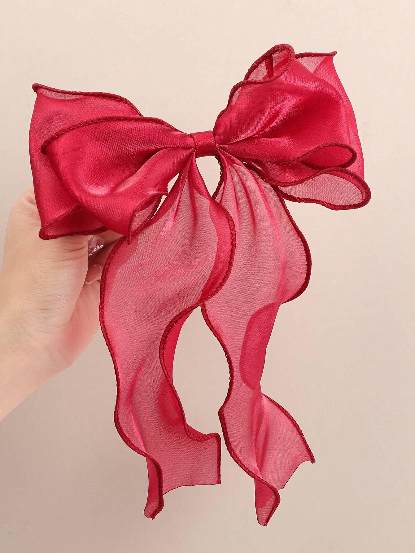 

1/2 шт. Сетчатый ленточный бант с кудрявыми концами Весенняя элегантная и нежная заколка/зажим/аксессуар для прически полупучок для женщин, колледж Size fits all