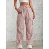 Pantaloni Cargo da Donna a Vita Alta con Coulisse, Vestibilità Larga, Gamba Larga, Multitasche, Pantaloni Casual, Bottoms Streetwear per l'Autunno