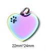 Customized Mirror Polished Hollow Paw Heart Tags Stainless Steel Pendants For DIY Personalized ID/Name/Logo/Text Jewelry