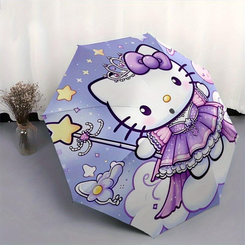 Hello Kitty,Fantasy Automatic Folding Umbrella-Simple 8-Rib Design, Bright Cartoon Pattern, Durable Iron Frame, Suitable For Travel, Outdoor