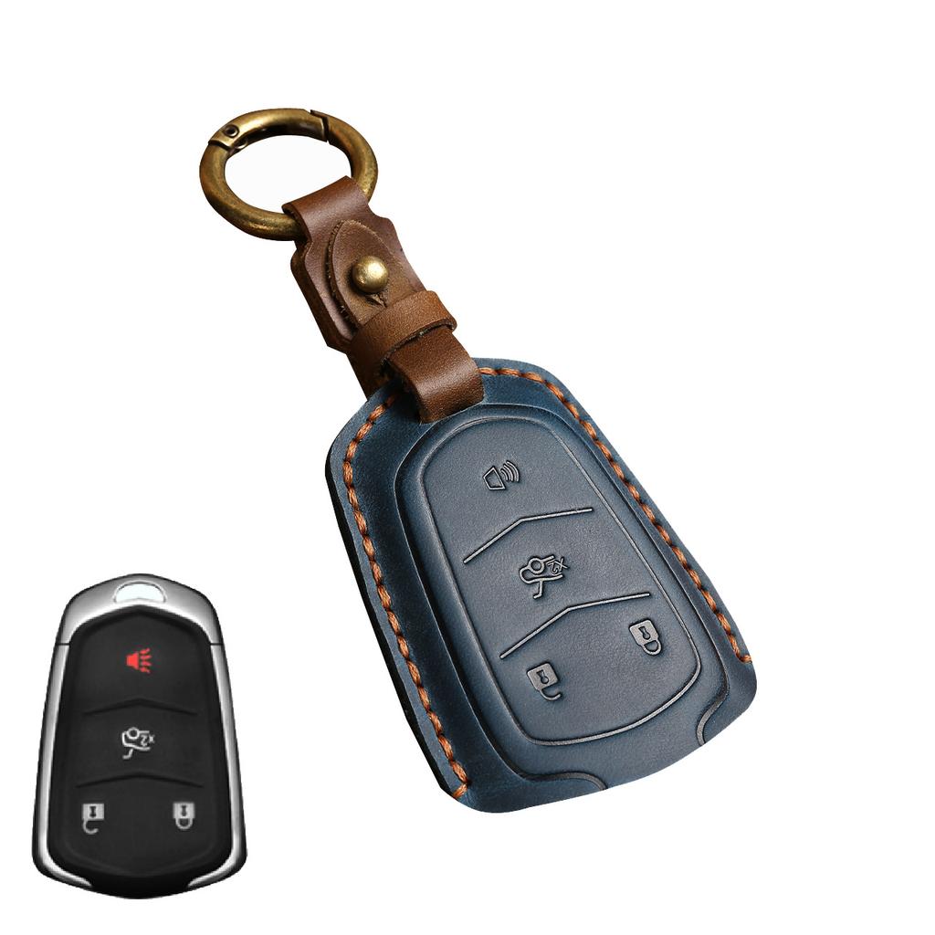 Handmade Genuine Leather Car Key Fob Case Cover Bag Protector Suitable For Cadillac Key Fob Cover Case ATS XTS XT5 XT4 CT6 XT6