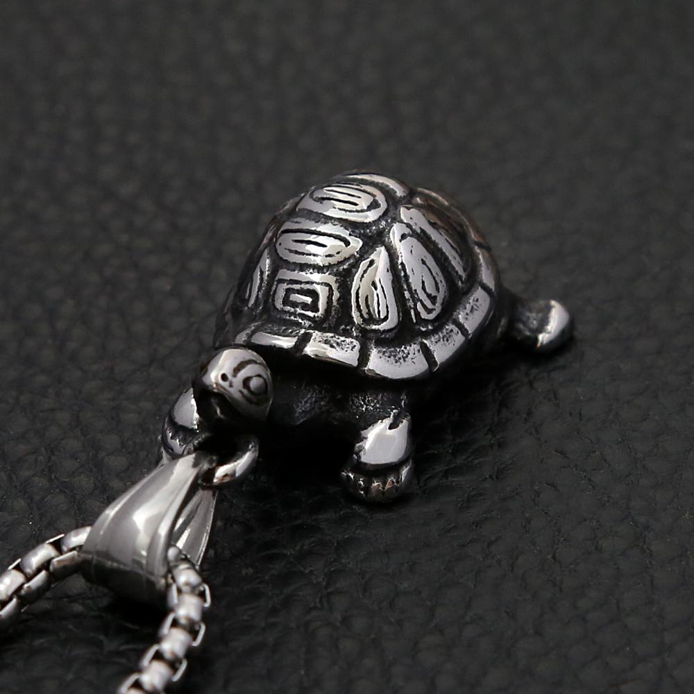 Creative Little Turtle Necklace for Men Women Stainless Steel Hip Hop Unique Animal Pendant Amulet Jewelry Dropshipping