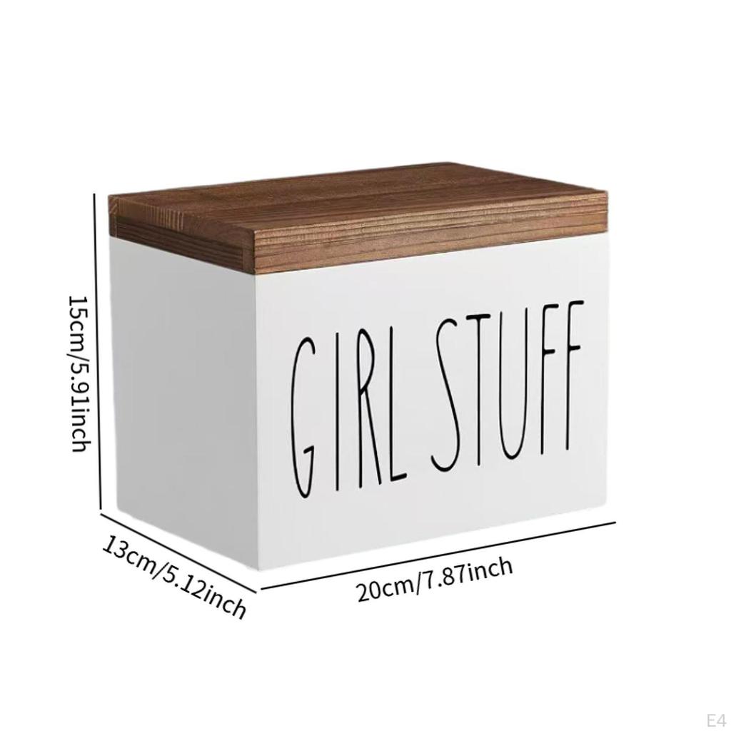 Bathroom Storage Box for Feminine Products with Lid Wooden Organizer